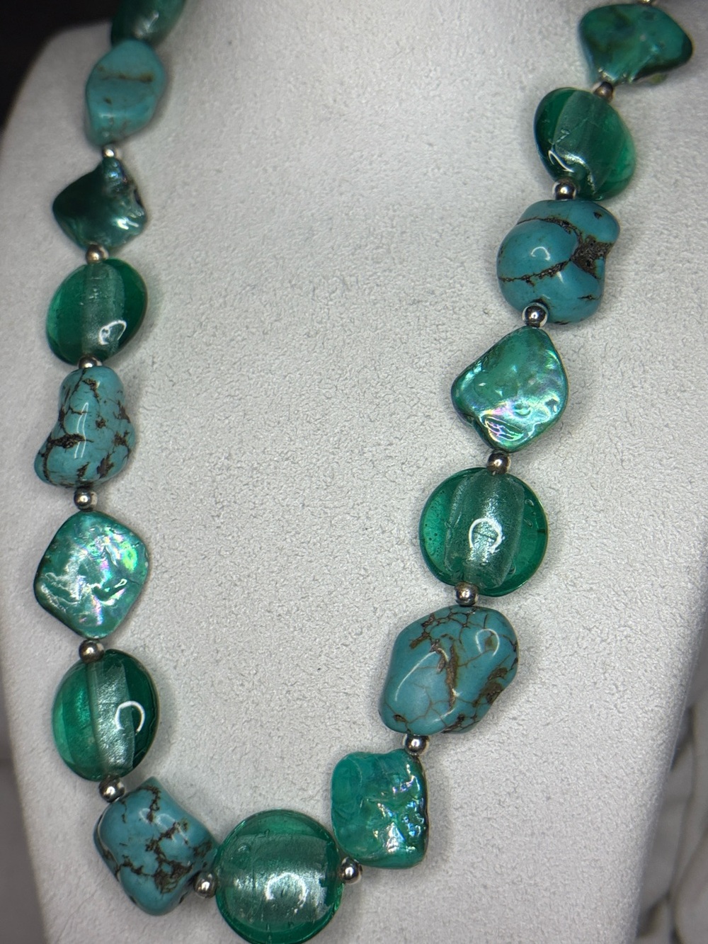 Turquoise Green Stone Beaded Necklace - Women Jewelry